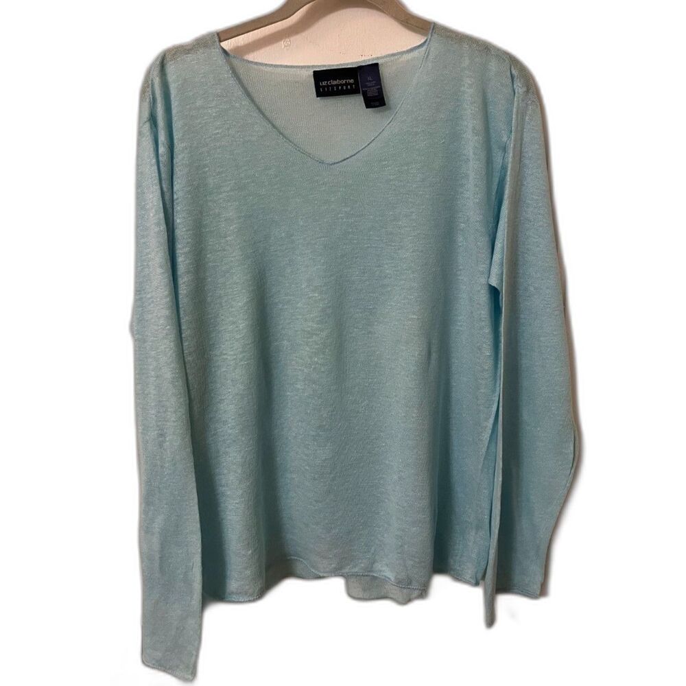 Lightweight seafoam linen sweater